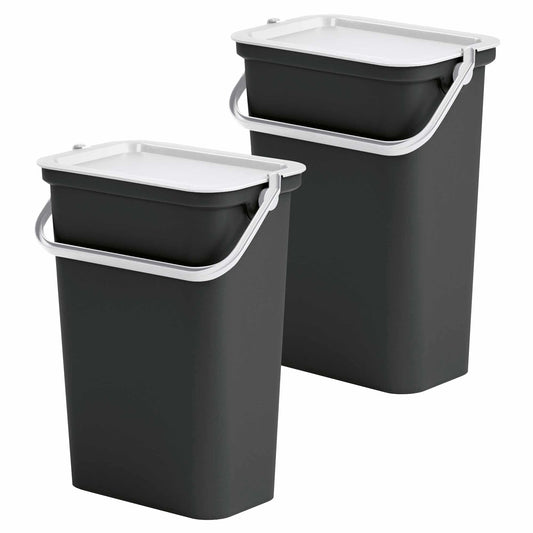 Set De 2 Papeleras moda 10l Con Asa Blanco Y Negro_0