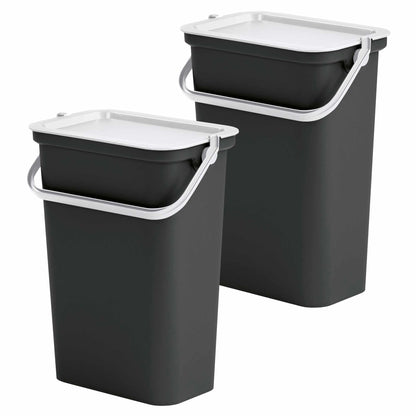 Set De 2 Papeleras moda 10l Con Asa Blanco Y Negro