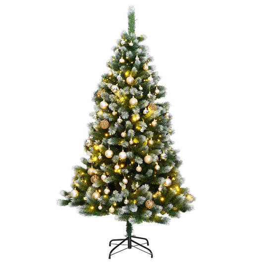 Vidaxl Árbol De Navidad Artificial Con Bisagras 300 Led Y Bolas 240 Cm_0