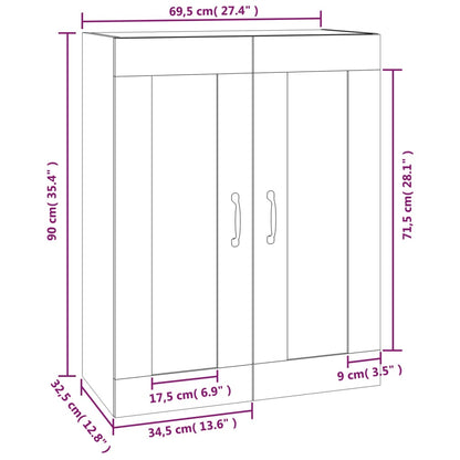 Armario Colgante De Pared Roble Sonoma 69,5x32,5x90 Cm / Vetonek_5