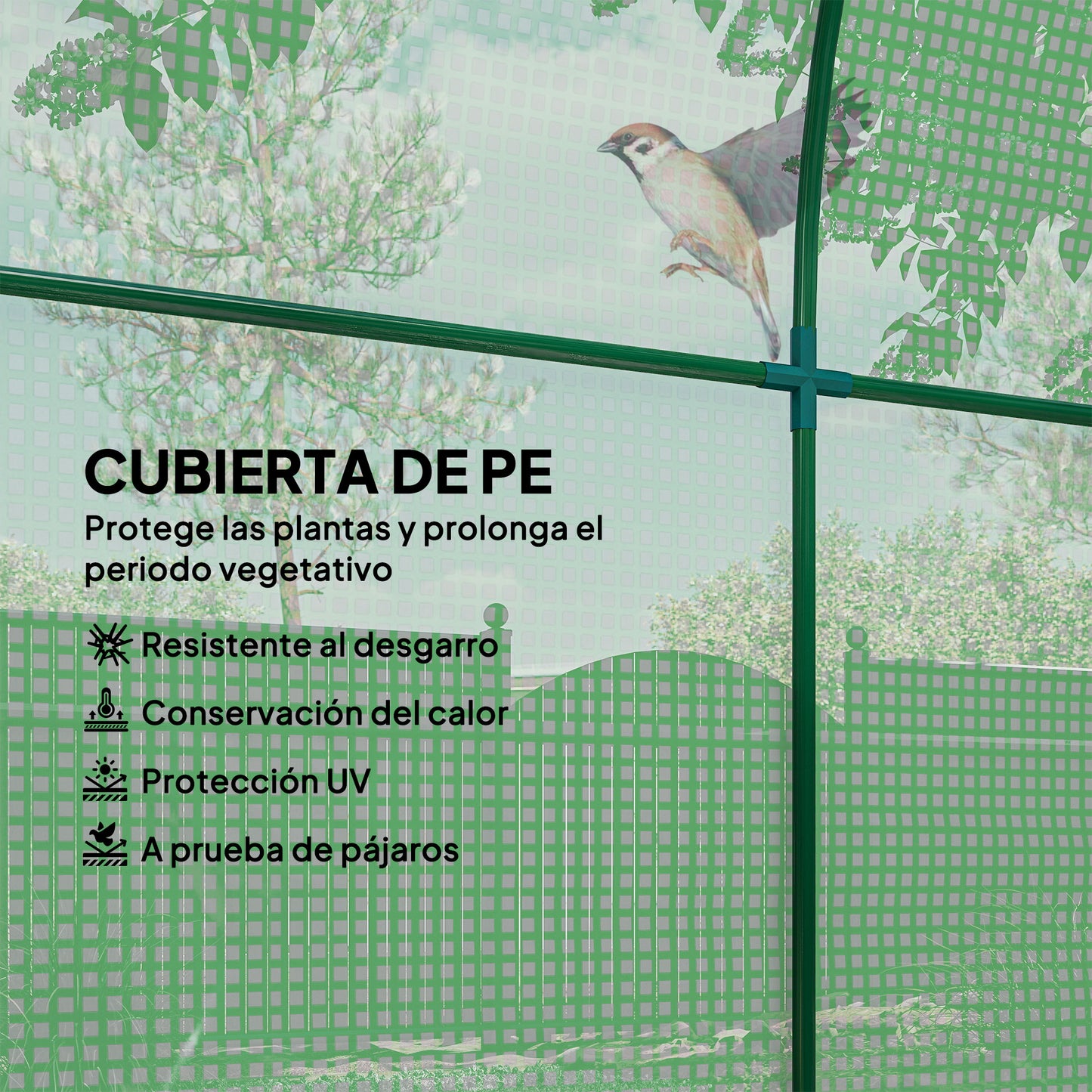 Outsunny Invernadero De Jardín 180x180x200 Cm Puerta Enrollable Ventana De Malla_3