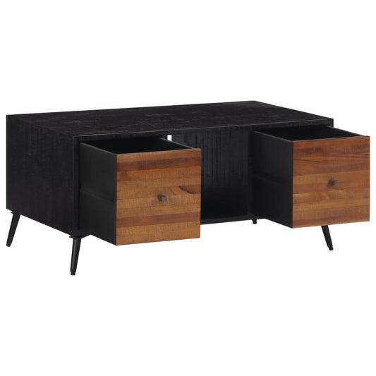 Mesa De Centro Teca Reciclada Maciza 90x50x41 Cm_0