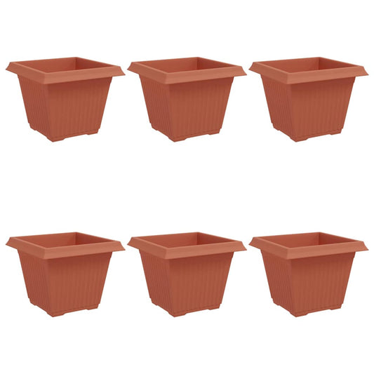 Maceta Cuadrada Para Flores 6 Uds. Rojo Ladrillo Plástico_0