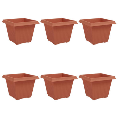 Maceta Cuadrada Para Flores 6 Pcs Rojo Ladrillo Plástico_0