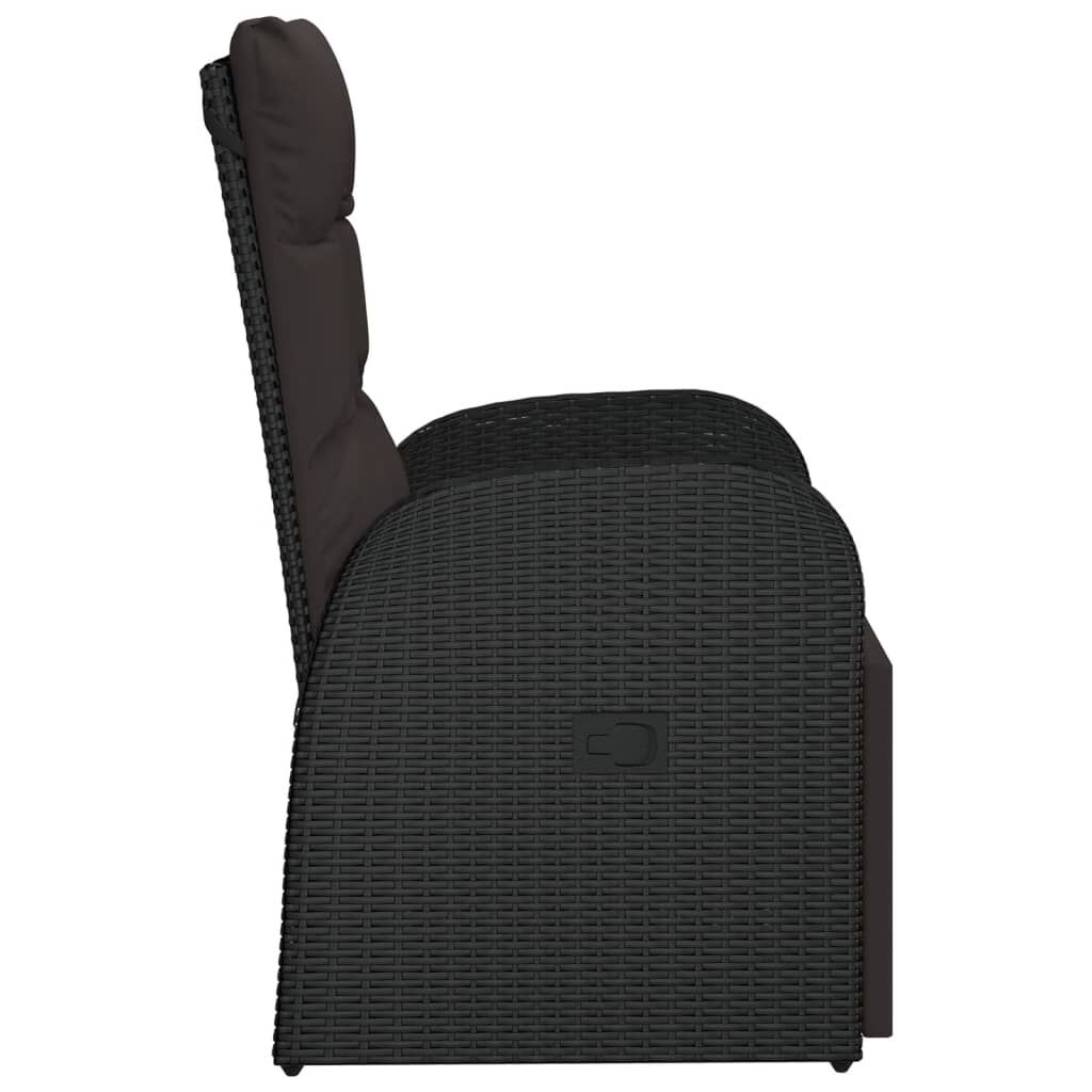Vidaxl Sillón Reclinable De Jardín Con Cojín Ratán Sintético Negro_3