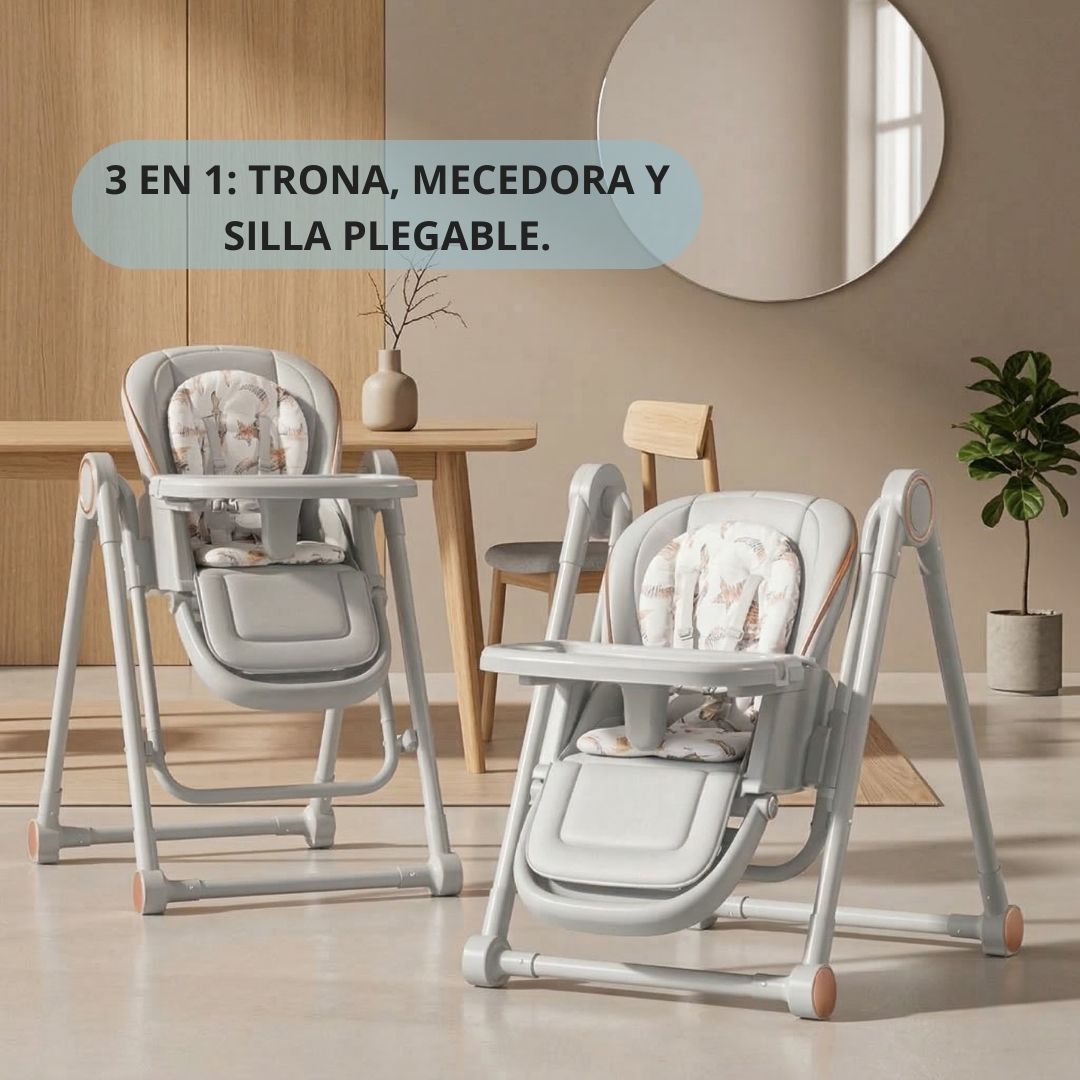 Trona Gris Evolutiva 3 En 1 , Plegable Y Portátil, Reposapiés , Respaldo Y Bandeja Bathby_2