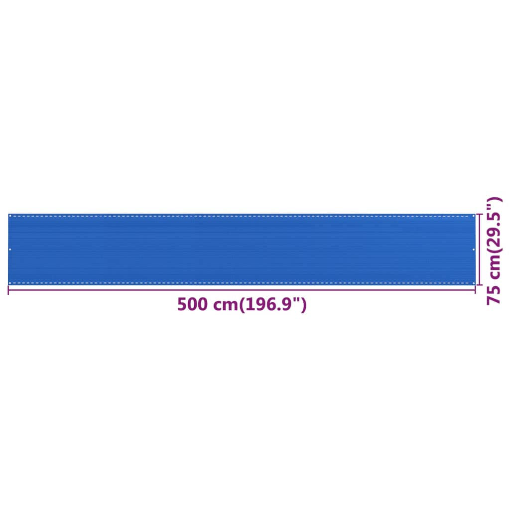 Vidaxl Toldo Para Balcón Hdpe Azul 75x500 Cm_4