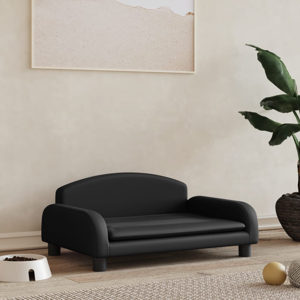 Cama Para Perros De Cuero Sintético Negra 70x45x30 Cm / Vetonek_2