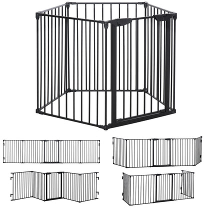 Pawhut Barrera De Seguridad 300 Cm Parque Para Perros De 5 Paneles Negro_0