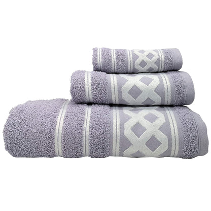 Juego De 3 Toallas De Baño De Algodón De Rizo 450 Gr/m2, De 50x30; 100x50; 150x100 Cm, Color Lila De La Colección Diamante_0