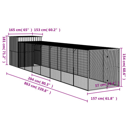 Vidaxl Gallinero Con Corral Acero Galvanizado Gris 165x863x181 Cm_2