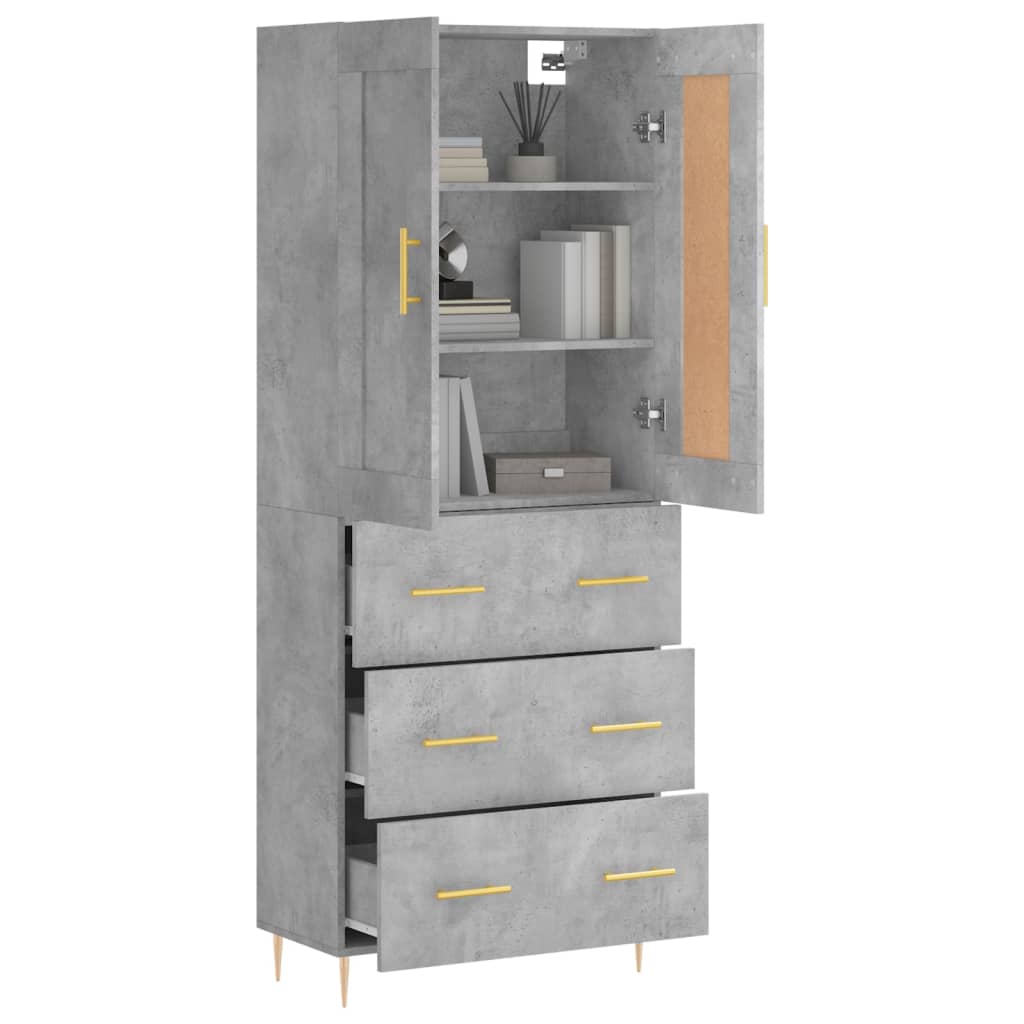Aparador Alto Madera Contrachapada Gris Hormigón 69,5x34x180 Cm_2