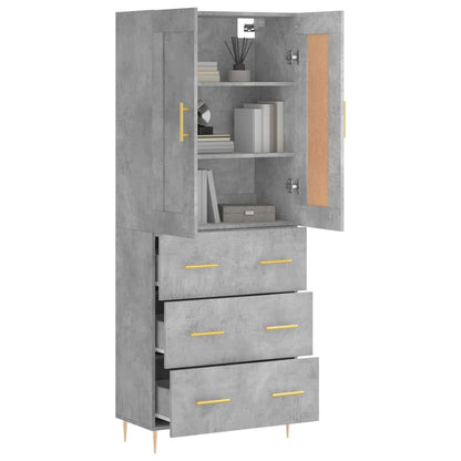 Aparador Alto Madera Contrachapada Gris Hormigón 69,5x34x180 Cm_2