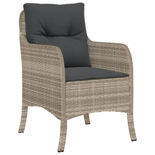 Set Comedor De Jardín 3 Pzas Cojines Ratán Sintético Gris Claro / Vetonek_0