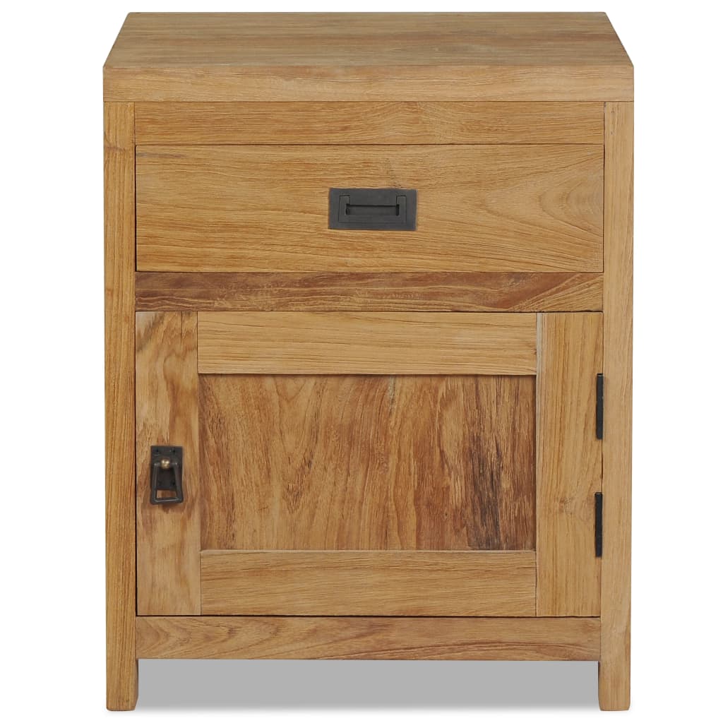 Mesita De Noche De Madera De Teca Maciza 40x30x50 Cm_0