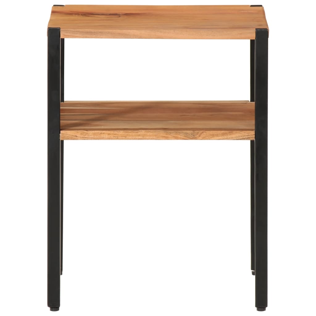 Mesa Auxiliar De Madera Maciza Acacia Y Hierro 35x35x45 Cm_0