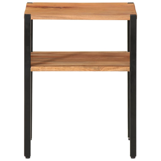 Mesa Auxiliar De Madera Maciza Acacia Y Hierro 35x35x45 Cm_0