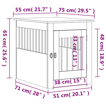 Vidaxl Jaula Para Perros Madera De Ingeniería Roble Marrón 55x75x65 Cm_2