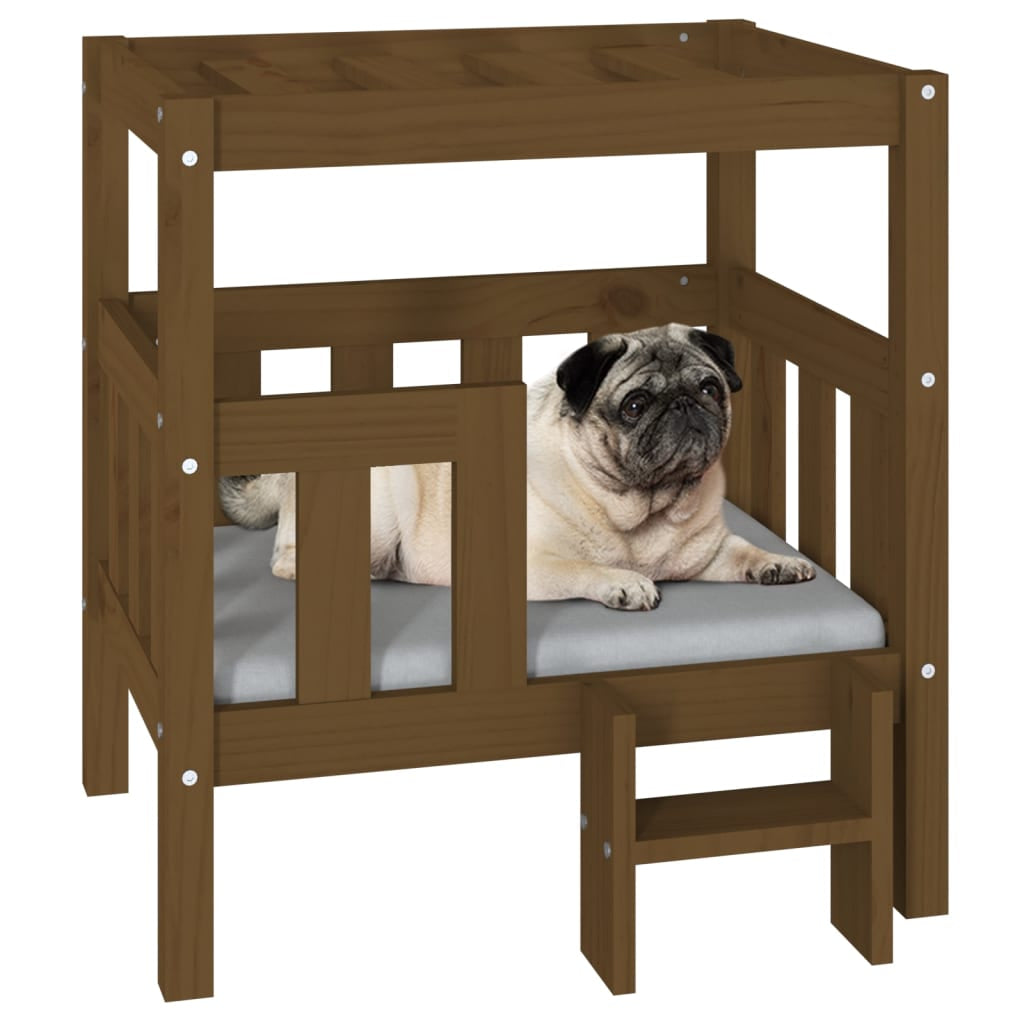 Vidaxl Cama Para Perros Madera Maciza Pino Marrón Miel 65,5x50,5x70 Cm_3