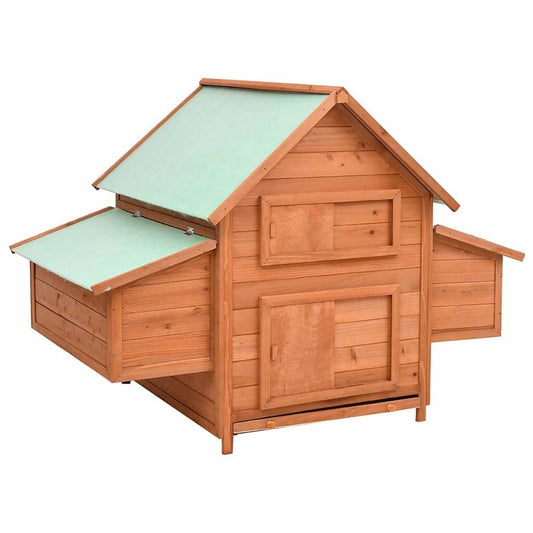 Vidaxl Gallinero De Madera Maciza De Abeto Rojo 150x96x110 Cm_0