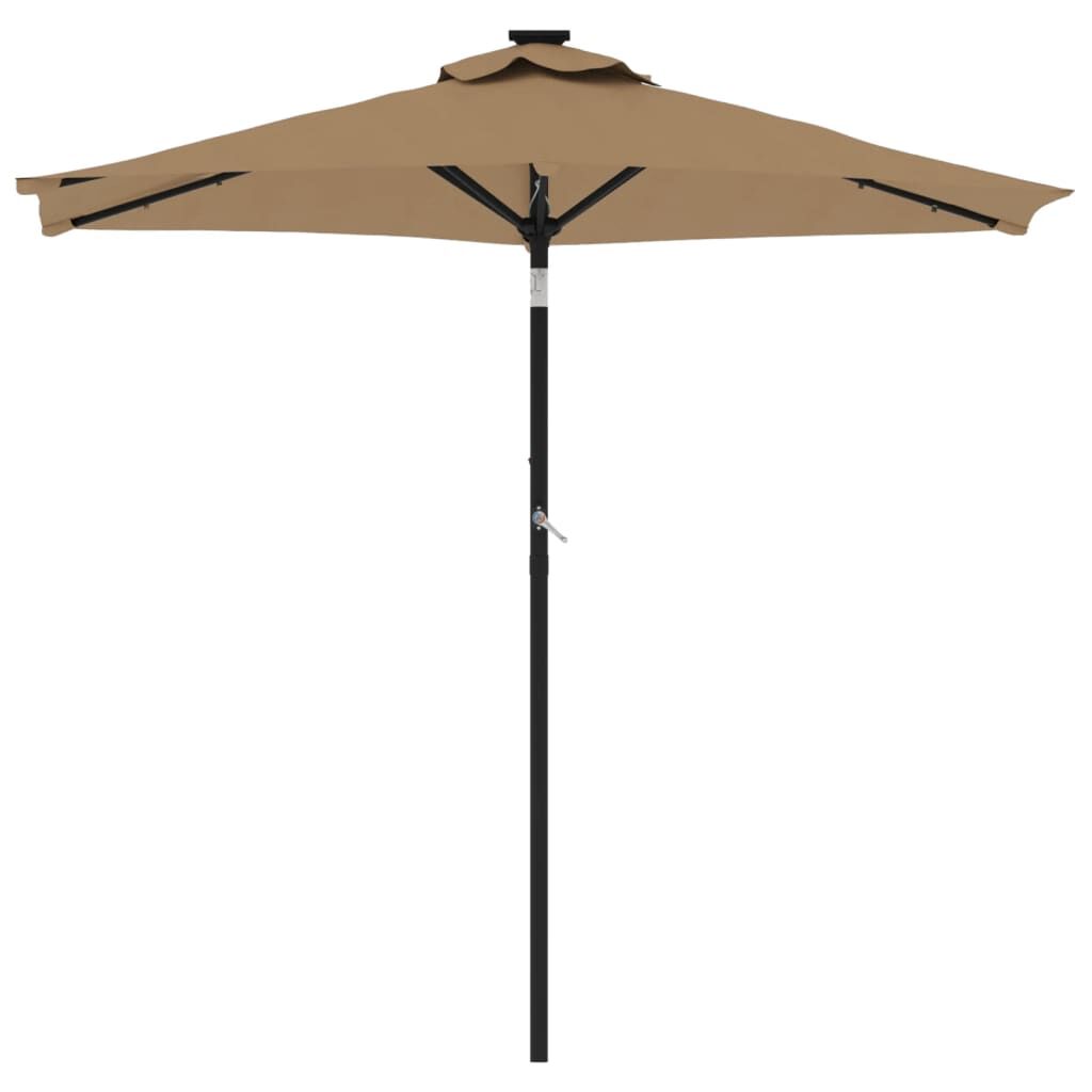 Vidaxl Sombrilla Jardín Con Luces Led Poste Acero Taupe 225x225x212cm_3