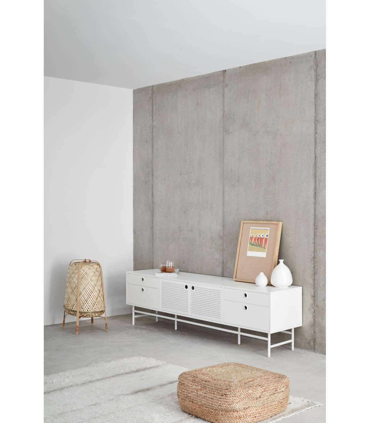 Mueble Televisión Para Comedor Modelo Punto 2 Puertas 4 Cajones Acabado Blanco, 40cm(anch_3