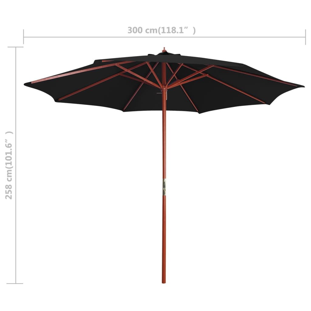 Vidaxl Sombrilla De Jardín Con Palo De Madera Negro 300x258 Cm_2