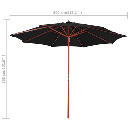 Vidaxl Sombrilla De Jardín Con Palo De Madera Negro 300x258 Cm_2