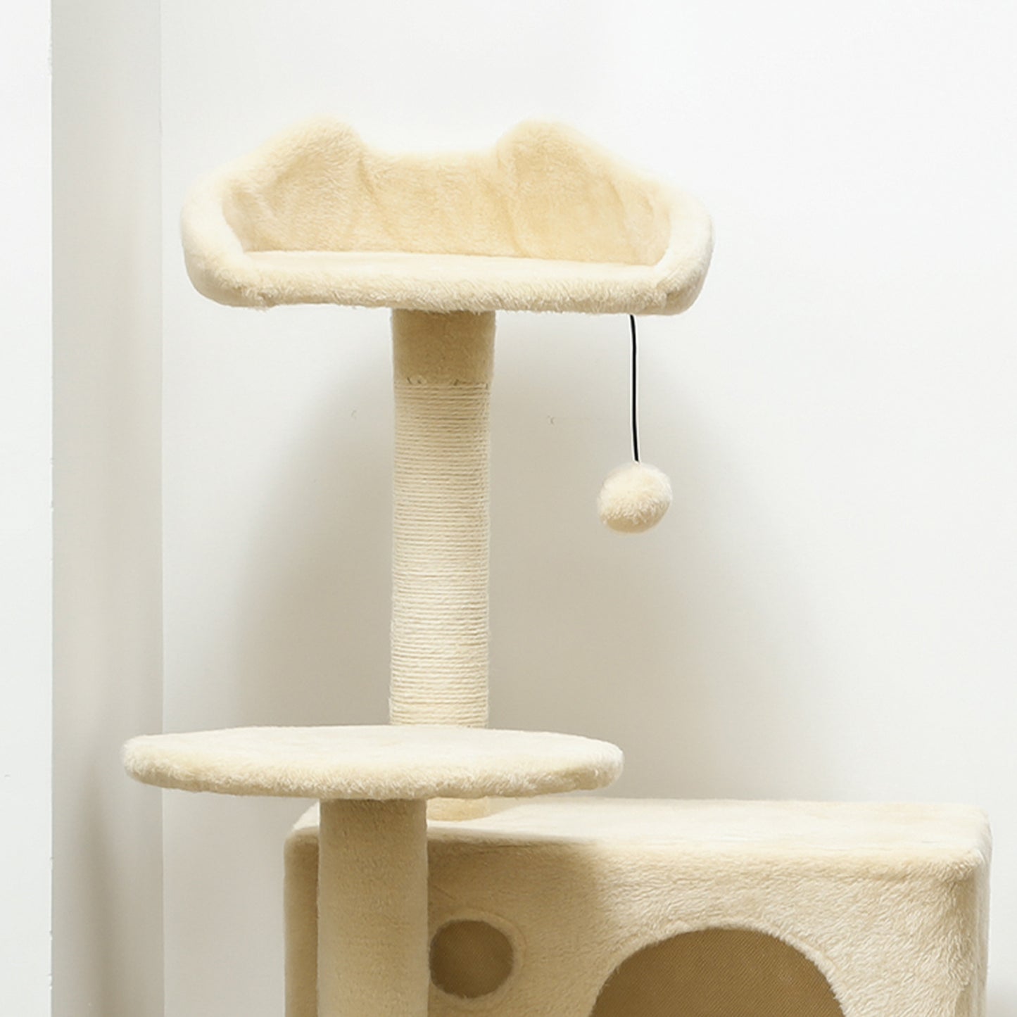 Pawhut Árbol Rascador Para Gatos 140 Cm Con Múltiples Plataformas Beige_4