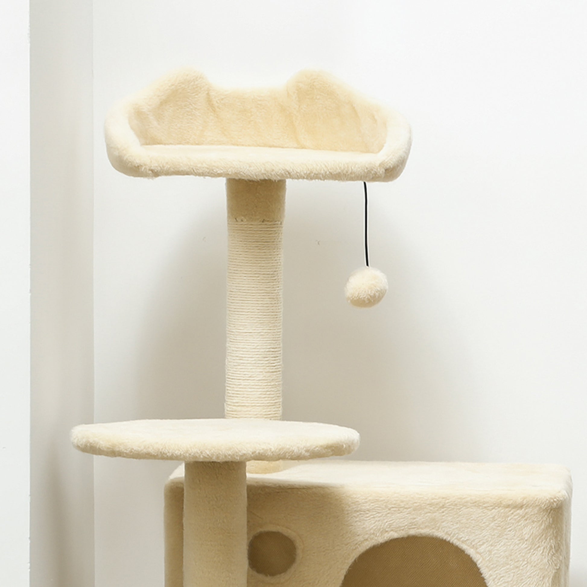 Pawhut Árbol Rascador Para Gatos 140 Cm Con Múltiples Plataformas Beige_4