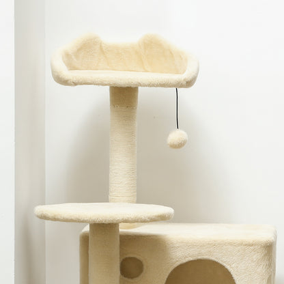 Pawhut Árbol Rascador Para Gatos 140 Cm Con Múltiples Plataformas Beige_4