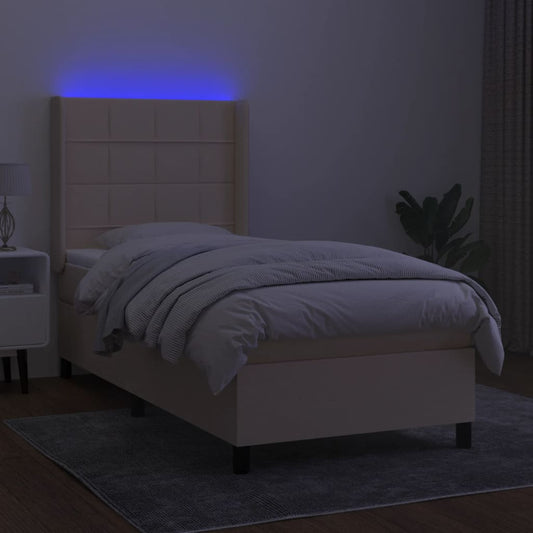 Cama Vica Home Colchón Y Luces Led Tela Crema 80x200 Cm / Vetonek_0