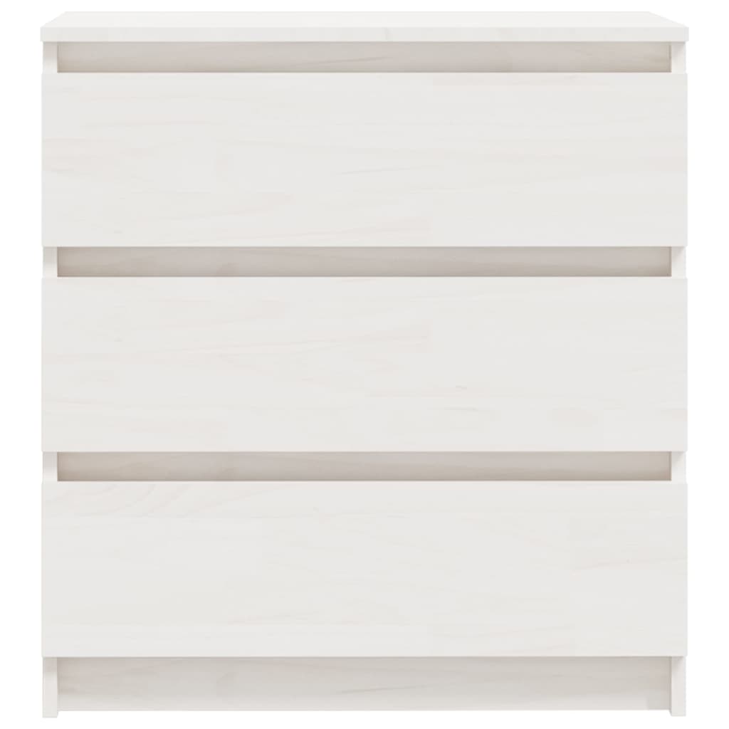Mesita De Noche Madera Maciza De Mango Blanco 60x36x64 Cm_2
