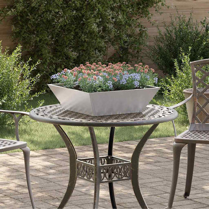 Macetero De Jardín Plateado 50 X 50 X 15 Cm Acero Inoxidable_1