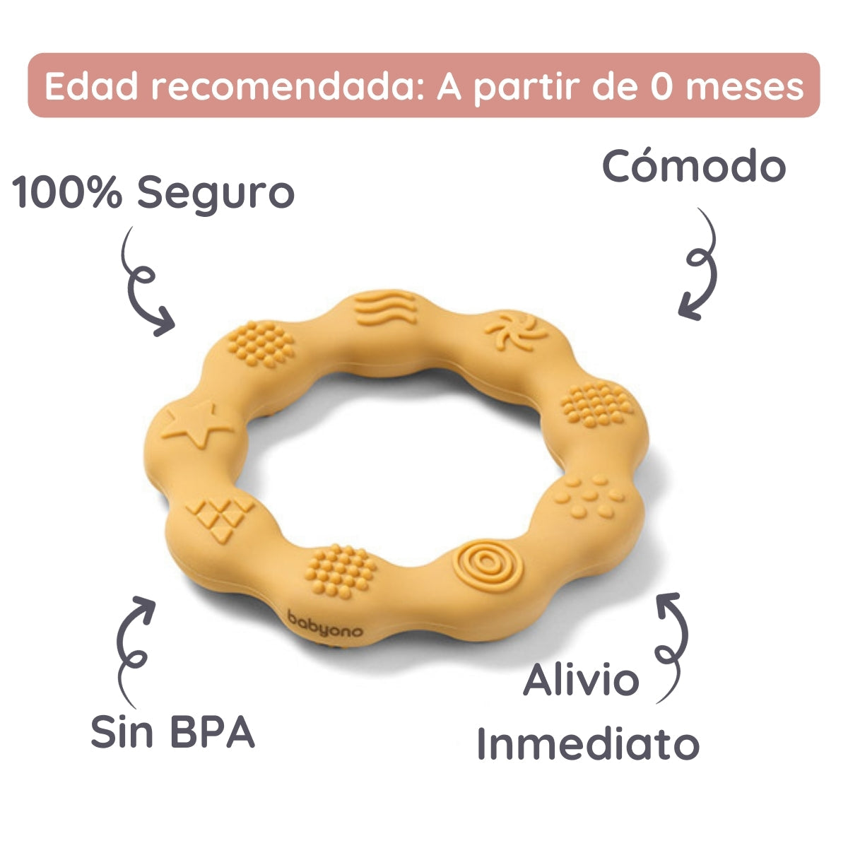 Anillo Mordedor Texturas De Silicona Amarillo_1