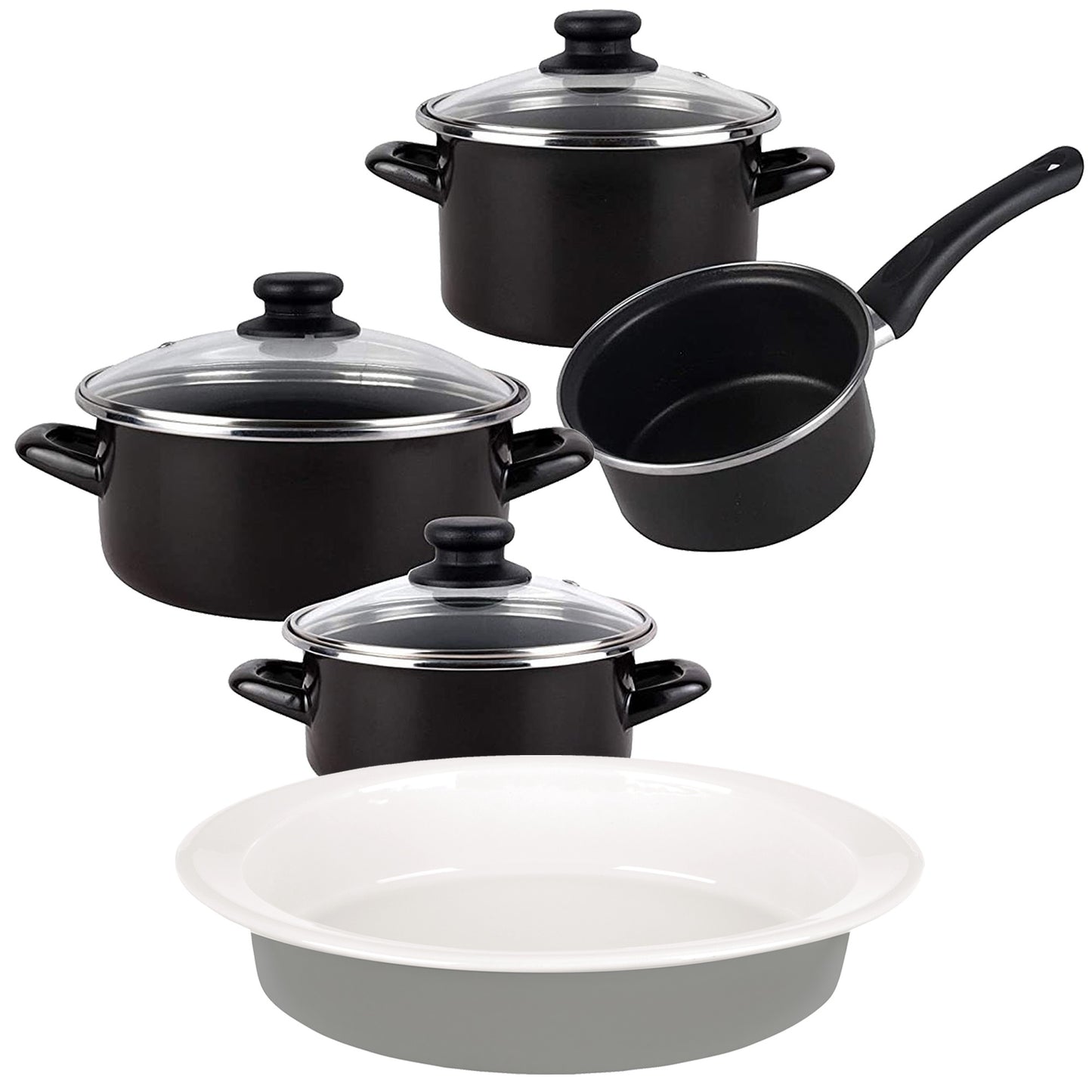 Bateria De Cocina 7 Piezas De Acero Vitrificado Apta Para Induccion Magefesa Con Fuente Oval 36cm En Gres Masterpro Gravity_0