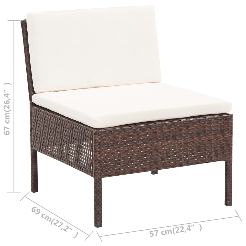 Vidaxl Set Muebles De Jardín 6 Piezas Y Cojines Ratán Sintético Marrón_2