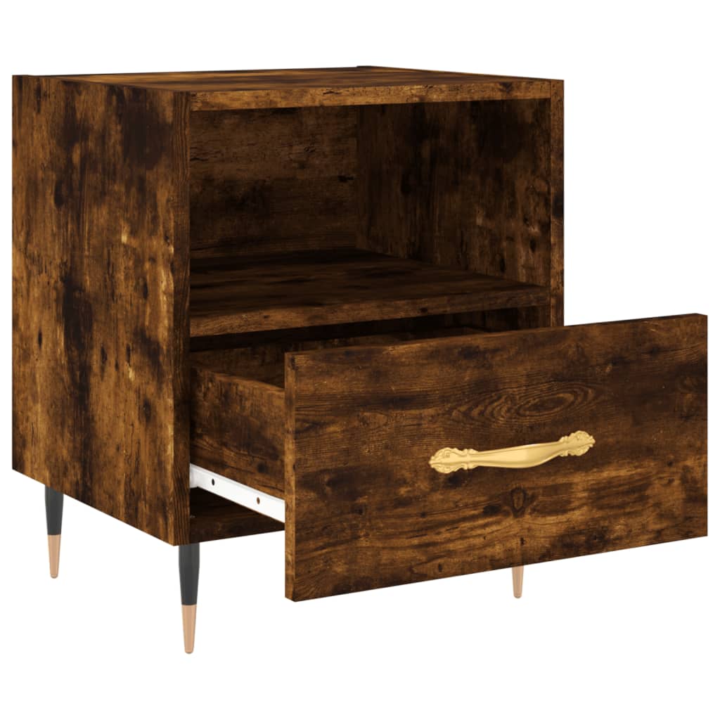Mesita De Noche Madera Ingeniería Roble Ahumado 40x35x47,5 Cm_1
