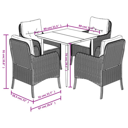 Set Comedor De Jardín 5 Pzas Con Cojines Ratán Sintético Beige / Vetonek_5