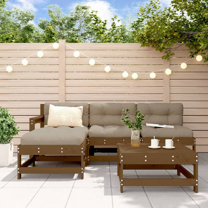 Vidaxl Juego De Sofás De Jardín 5 Pzas Madera Maciza Pino Marrón Miel_1