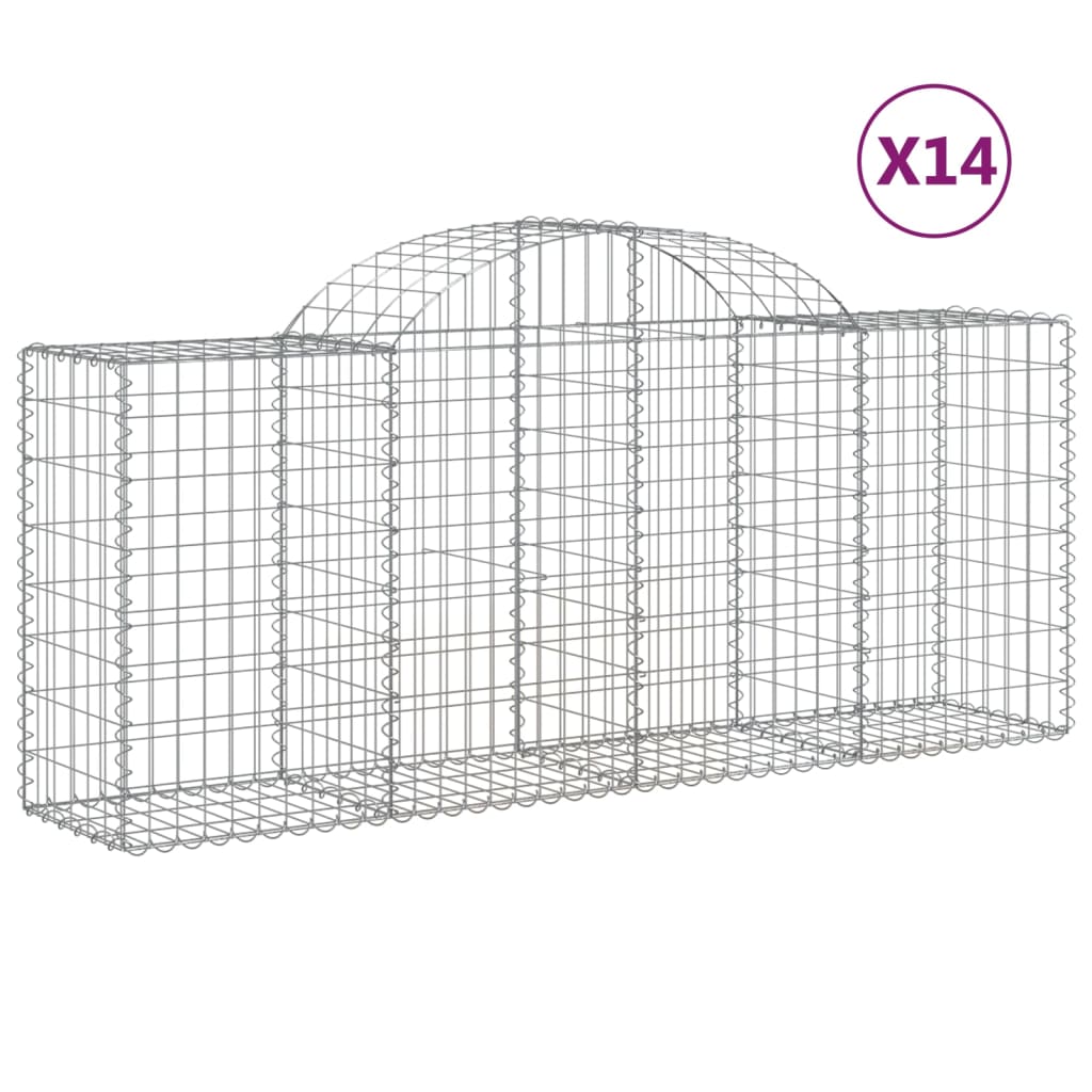Cestas De Gaviones 14 Uds Forma De Arco Hierro 200x50x80/100 Cm_0