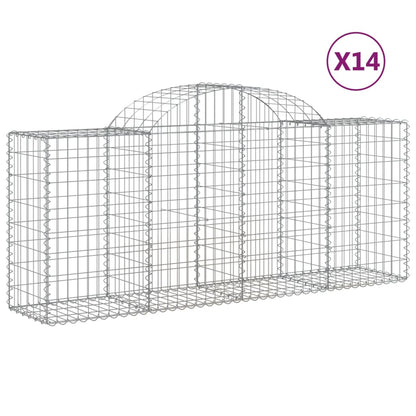 Cestas De Gaviones 14 Uds Forma De Arco Hierro 200x50x80/100 Cm_0