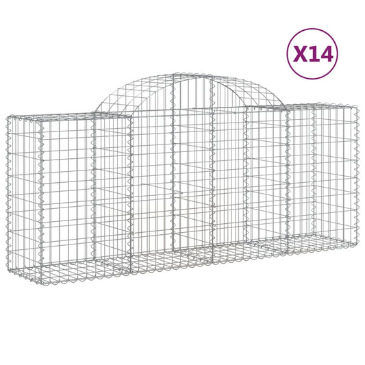 Cestas De Gaviones 14 Uds Forma De Arco Hierro 200x50x80/100 Cm_0