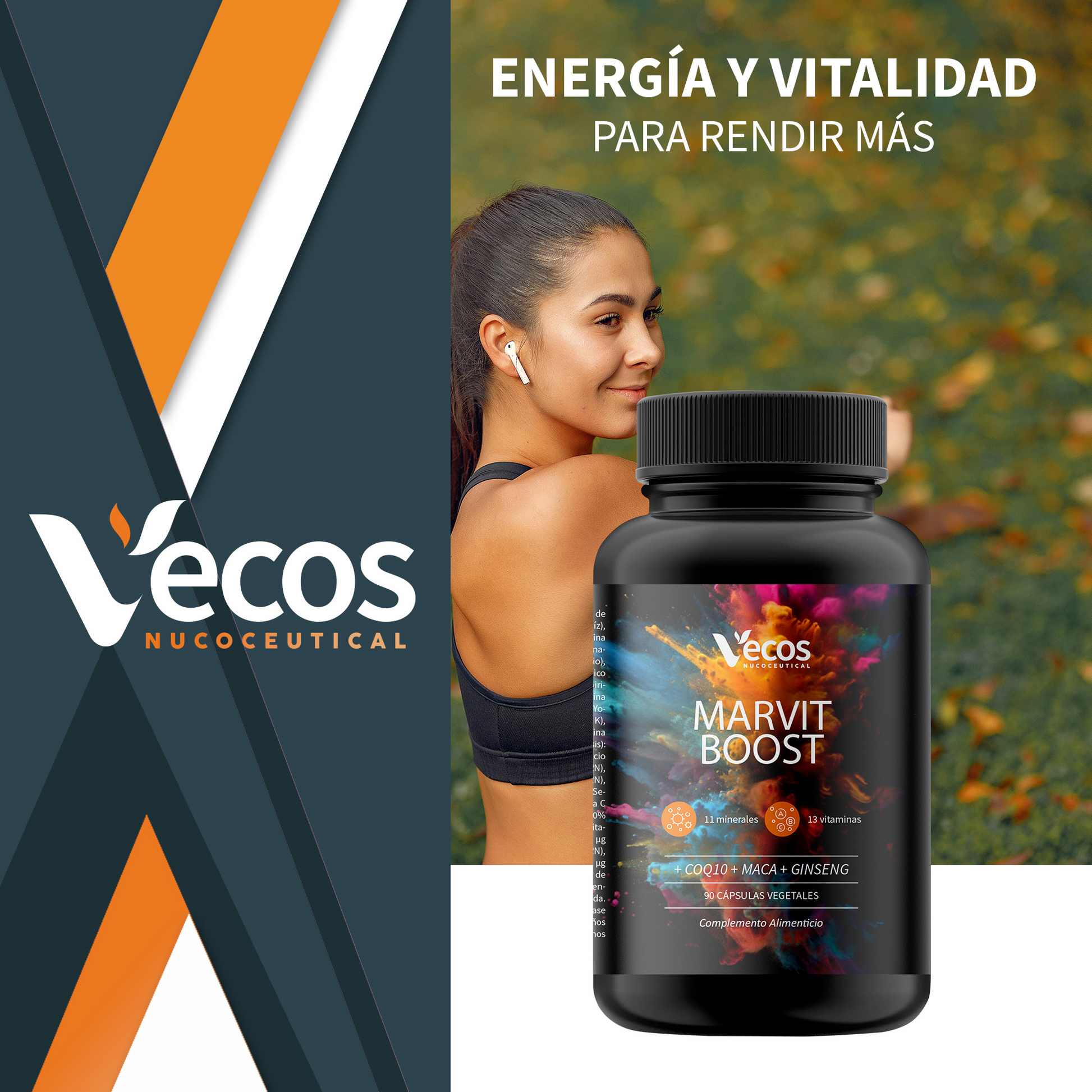 Marvit Boost Vecos 90 Cápsulas | Rendimiento Físico Y Mental | Maca, Ginseng Y Coq10_1
