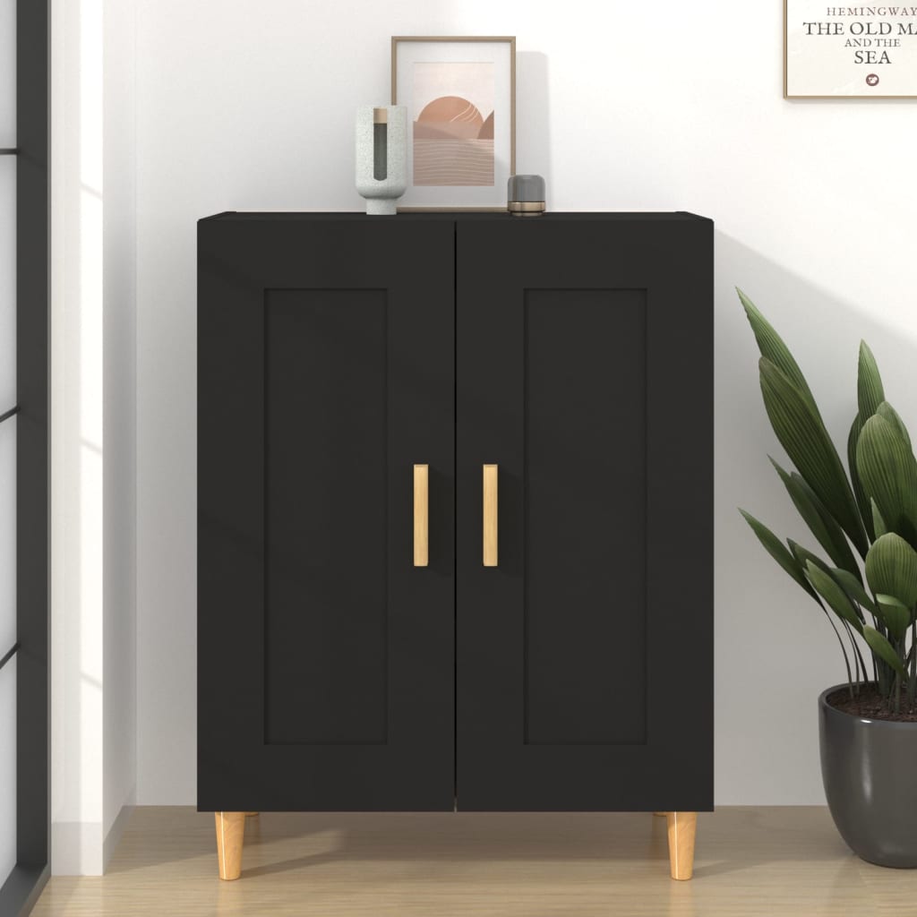 Aparador De Madera Contrachapada Negro 69,5x34x90 Cm / Vetonek_4