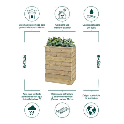 Jardinera De Madera Con Autorriego 60x34x80 Cm Nidum Basic Hortalia_4