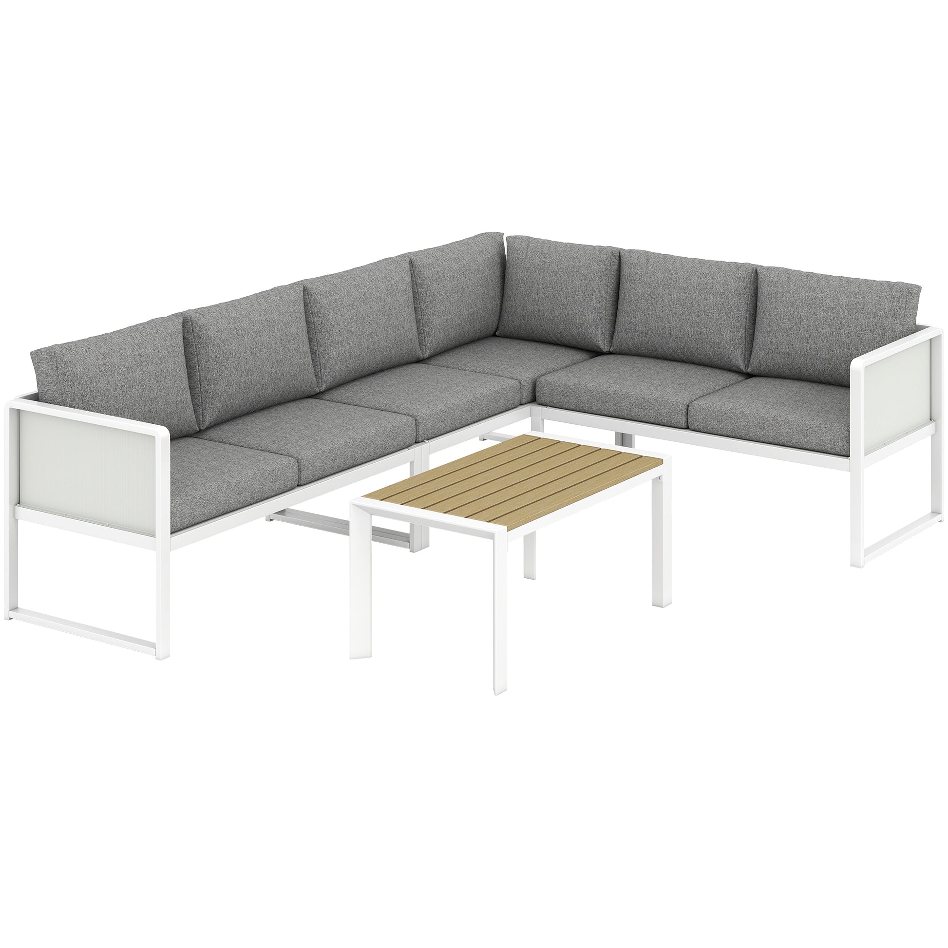 Outsunny Conjunto De Jardín Exterior De 4 Piezas En Forma De L Con Cojines Gris_0