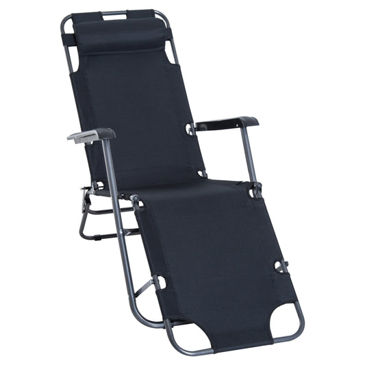 Outsunny Tumbona Reclinable Y Plegable Con Respaldo Ajustable 135x60x89 Cm Negro_0