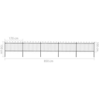 Valla De Jardín Con Puntas De Aro Acero Negro 8,5x1 M / Vetonek_4