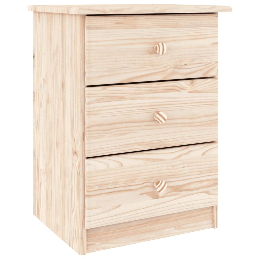 Mesita De Noche Alta Madera Maciza De Pino 41x35x55,5 Cm_0